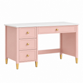 Schreibtisch 120 x 60 x 76 cm aus Holzwerkstoff Rosa Weiß mit vier Schubladen