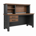 Schreibtisch 120 x 60 x 150 cm Holzwerkstoff Schwarz Walnuss mit Aufsatz und Schubladen