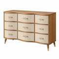 Kommode 160 x 45 x 90 cm Holzwerkstoff Braun Creme mit 9 Schubladen im Retro Stil