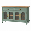 Sideboard 140 x 40 x 90 cm Holz Grün mit Glastüren im Landhausstil