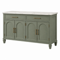 Sideboard 160 x 45 x 90 cm Holz Grün mit Marmoroptik Ablagefläche Landhausstil