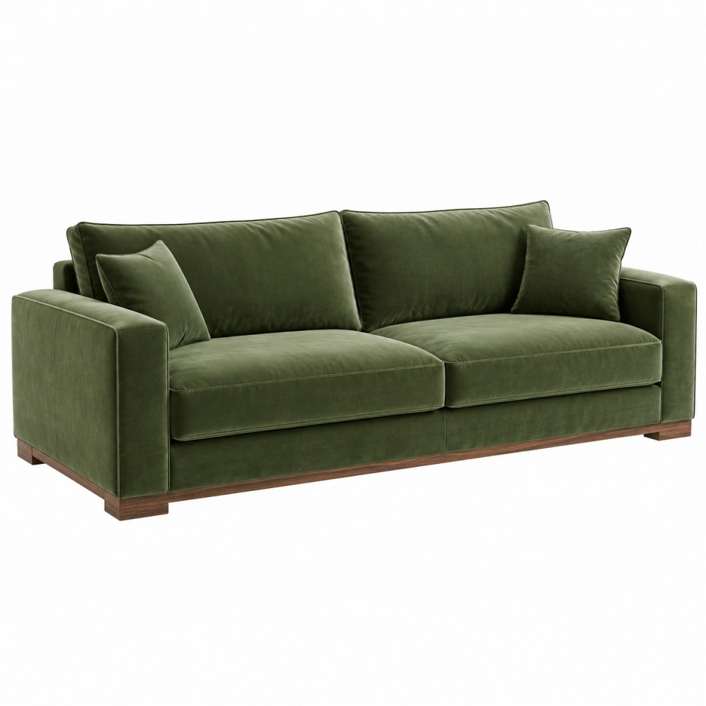 Sofa 220 x 95 x 85 cm Samt Dunkelgrün 3-Sitzer Modern