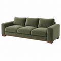 3-Sitzer Sofa 220 x 95 x 85 cm aus Cordstoff in Olivgrün - modernes Wohnzimmer Sofa mit Holzfüßen