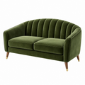 2-Sitzer Sofa 150 x 80 x 78 cm Samt Olivgrün Wohnzimmer Retro-Stil
