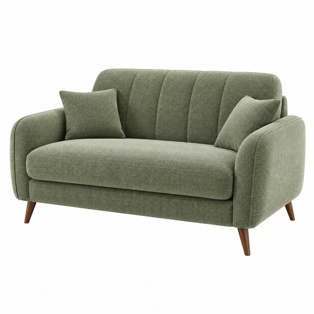 2-Sitzer Sofa 155 x 85 x 82 cm olivgrüner Stoff Mid-Century-Stil