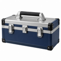 Werkzeugkoffer 45 x 25 x 25 cm aus Aluminium Blau Silber mit Tragegriff und Verschlüssen